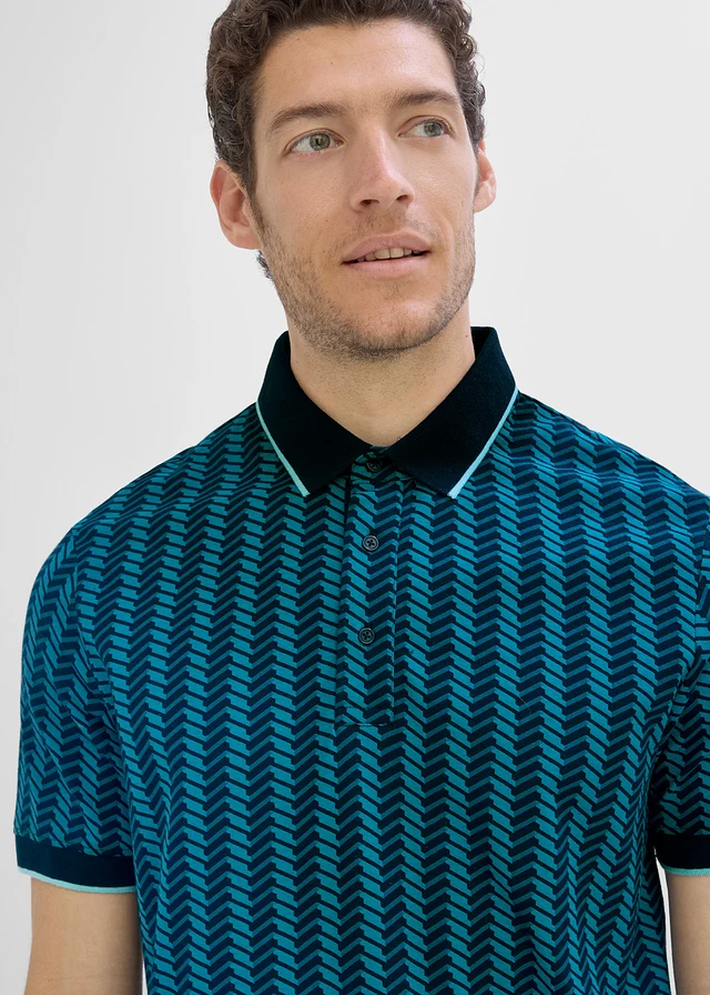Poloshirt met grafisch design van 100% biologisch katoen • donkerblauw gedessineerd • product-page.page-title-suffix