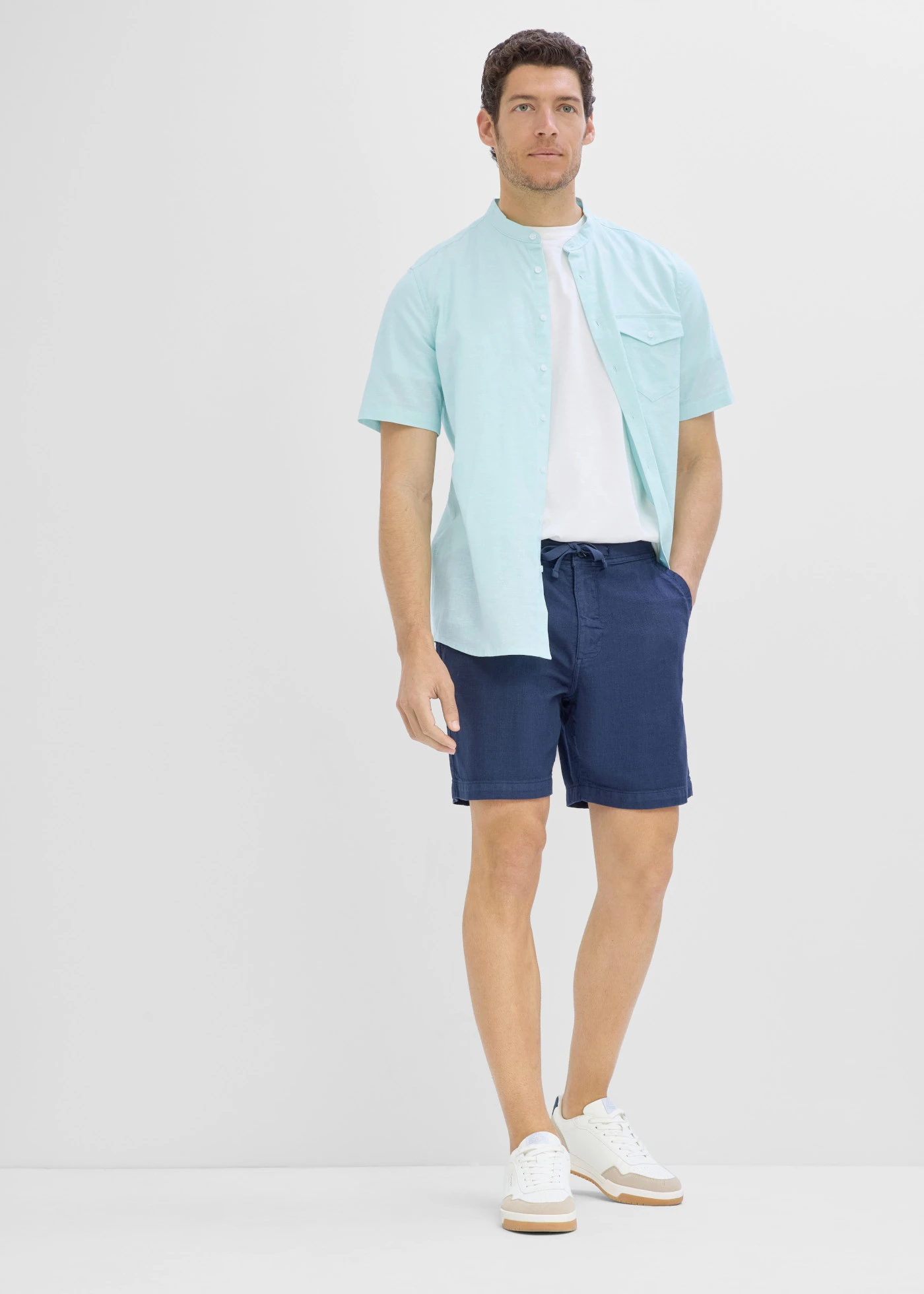 Chemise manches courtes aérienne en lin mélangé • menthe polaire chiné • product-page.page-title-suffix