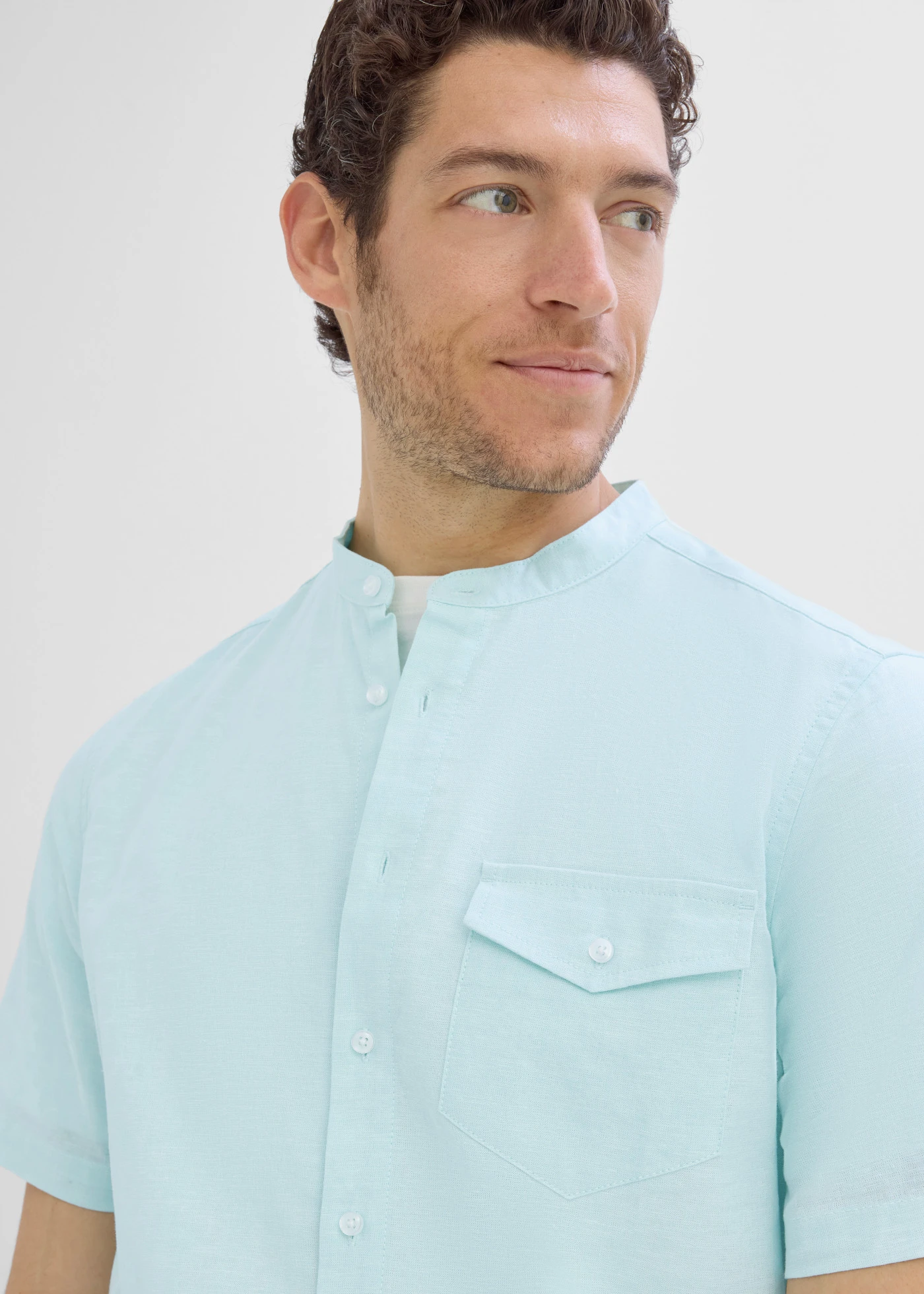 Chemise manches courtes aérienne en lin mélangé • menthe polaire chiné • product-page.page-title-suffix