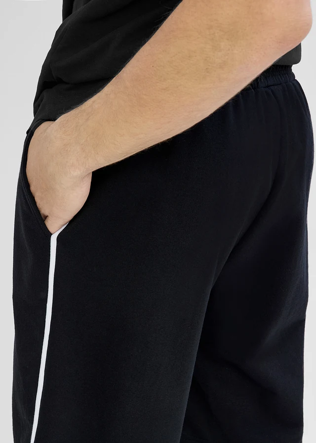Bermudy dresowe o kroju loose fit (2 pary) • czarny+granatowy+biały • sklep bonprix