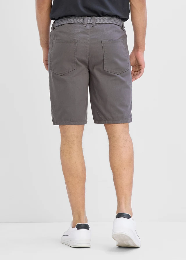 Stretchbermuda met elastische tailleband en riem, regular fit • leisteengrijs • product-page.page-title-suffix