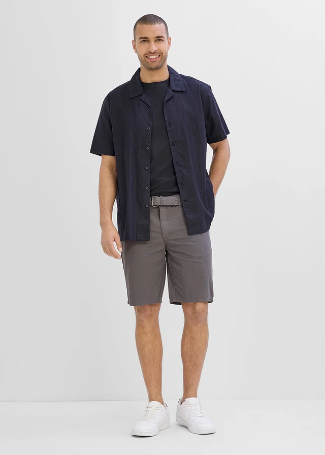 Bermude cu stretch cu talie elastică și curea, Regular Fit • gri închis • magazin bonprix