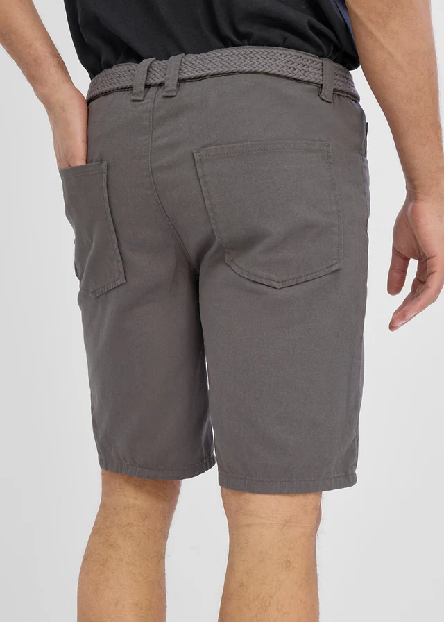 Sztreccs bermuda rugalmas derékpánttal és övvel, Regular Fit fazonban • palaszürke • bonprix áruház