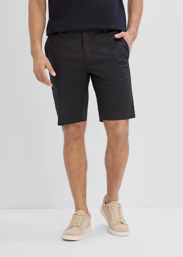 Stretchbermuda met elastische tailleband, regular fit • zwart • product-page.page-title-suffix