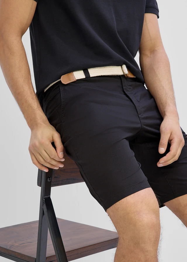 Stretchbermuda met elastische tailleband, regular fit • zwart • product-page.page-title-suffix