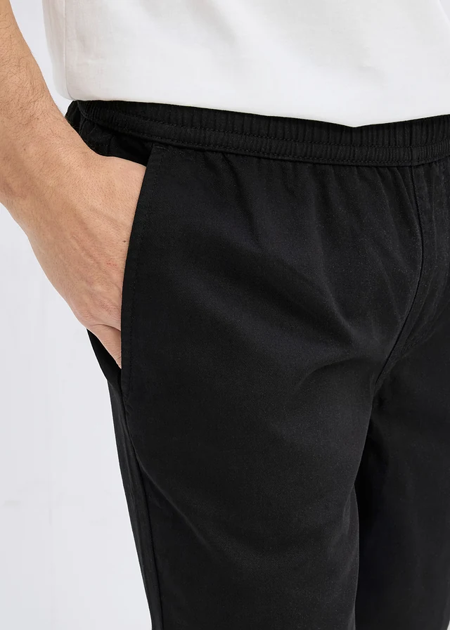 Bermudy z gumką w talii, z czystej bawełny, regular fit • czarny • sklep bonprix