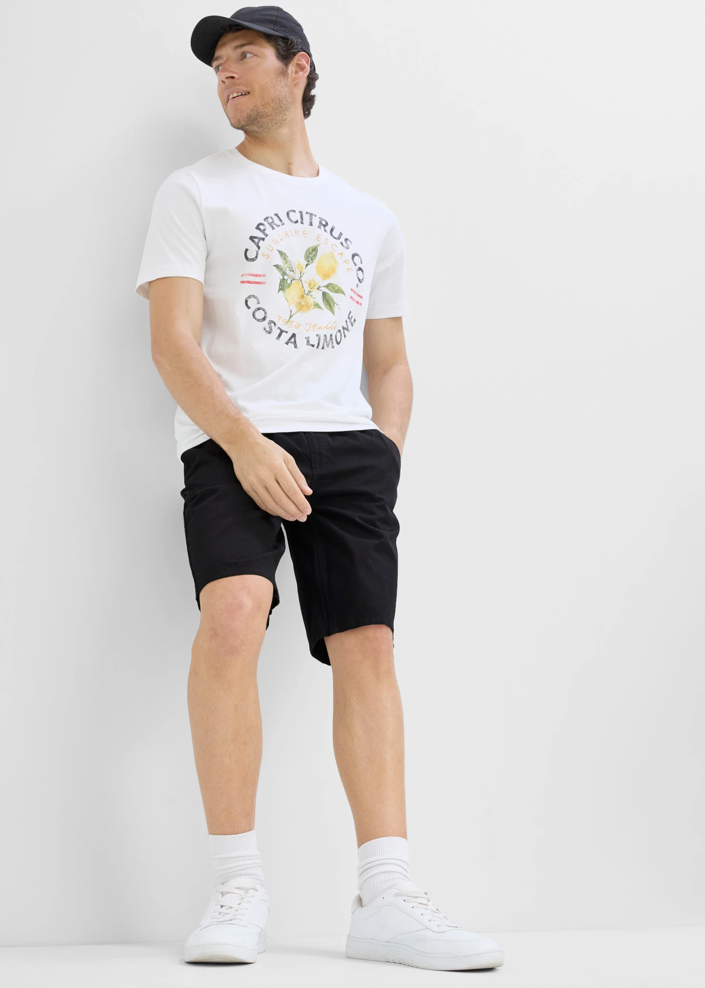 Bermude cu elastic în talie din bumbac 100%, Regular Fit • negru • magazin bonprix