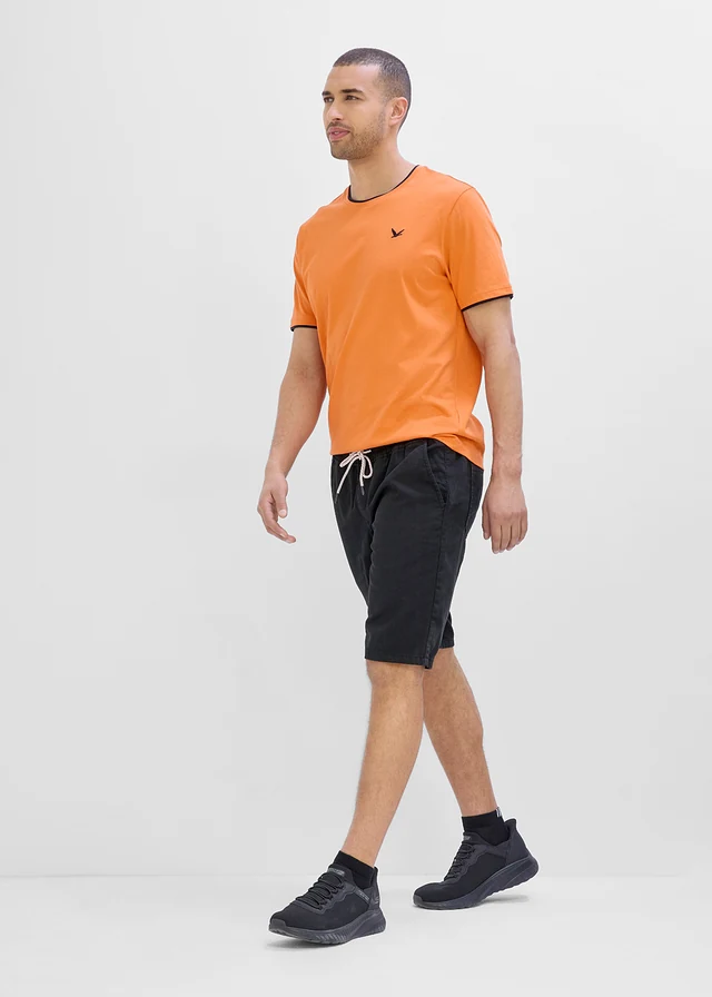 Bermude cu șiret în talie din bumbac 100%, Regular Fit • negru • magazin bonprix