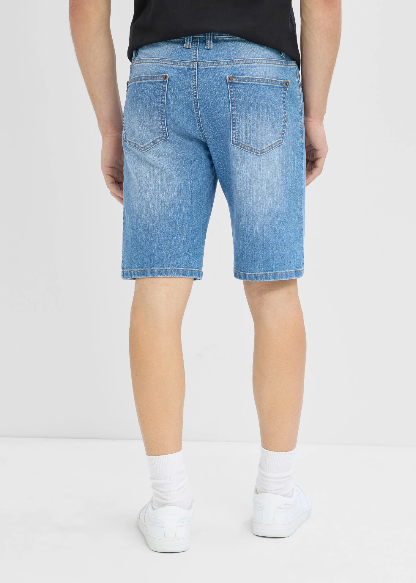 Könnyű farmer bermuda rugalmas derékpánttal (2 db-os csomag), Regular Fit • középkék denim+sötétkék denim • bonprix áruház