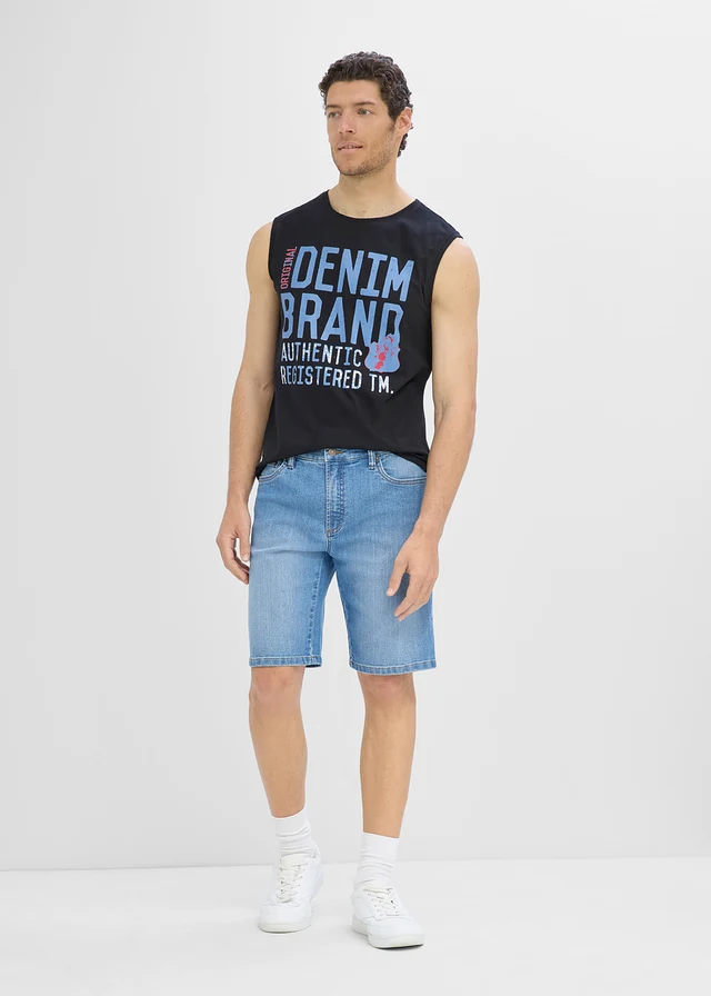 Könnyű farmer bermuda rugalmas derékpánttal (2 db-os csomag), Regular Fit • középkék denim+sötétkék denim • bonprix áruház