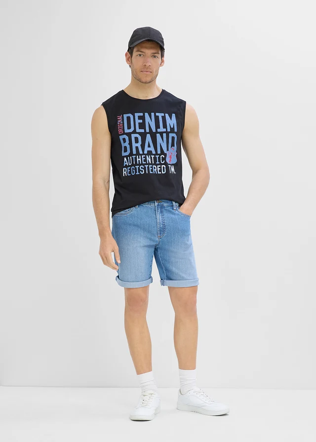 Lot de 2 bermudas regular en jean léger à taille élastiquée • bleu moyen denim + bleu foncé denim • product-page.page-title-suffix