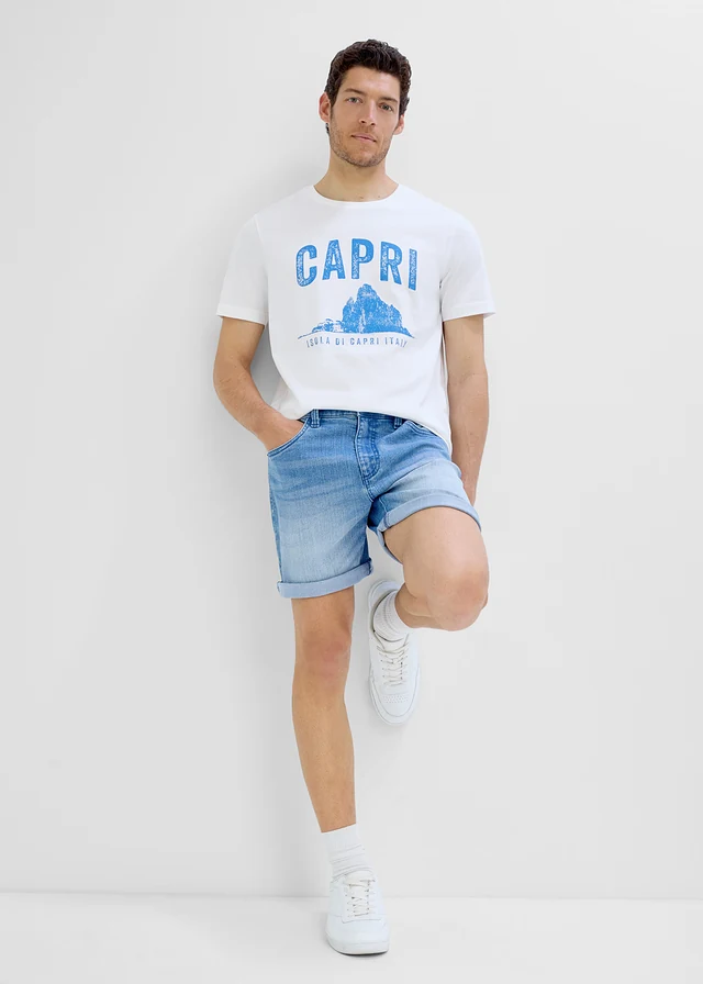 Pantaloni scurți de blugi, ușori, bandă elastică, Relaxed Fit • albastru mediu denim • magazin bonprix