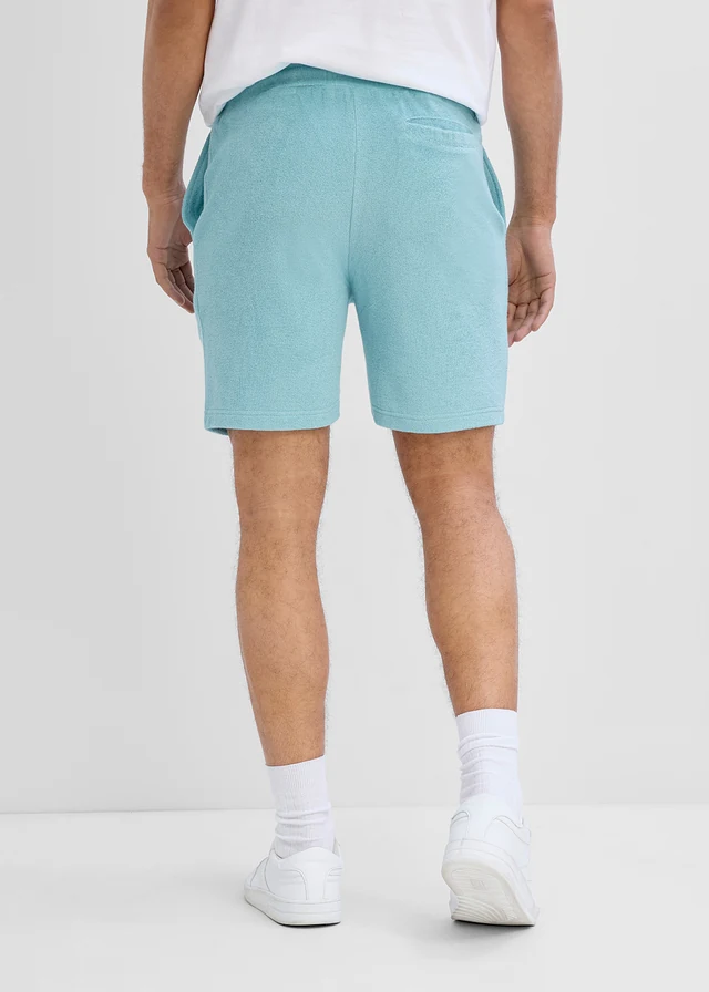 Pantaloni scurți din frotir, cu talie confortabilă, culoare: verde-albastru