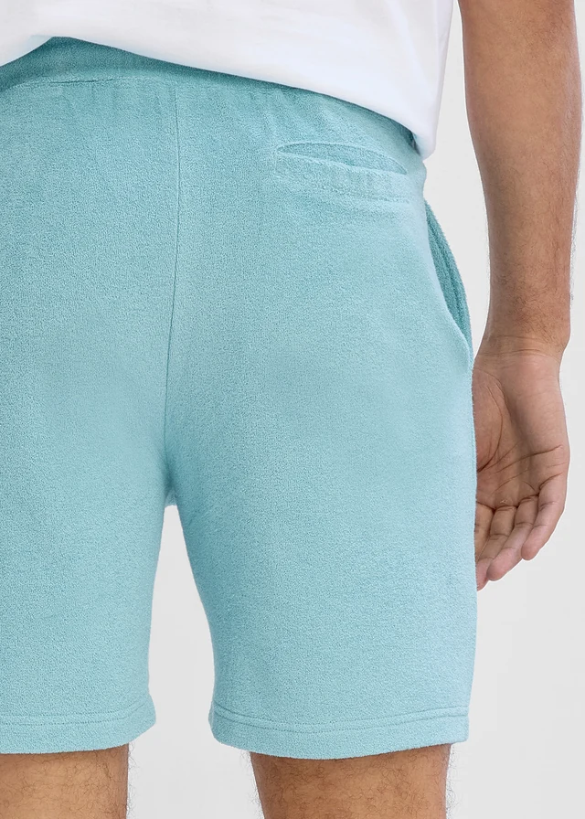 Pantaloni scurți din frotir, cu talie confortabilă • verde-albastru • magazin bonprix