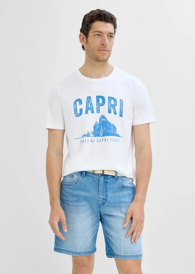 T-shirt z bawełny organicznej • biały z nadrukiem • sklep bonprix