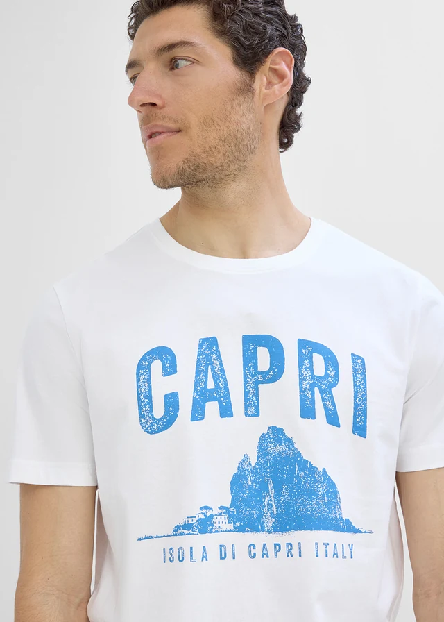 Tricou din bumbac organic 100% • alb cu imprimeu • magazin bonprix