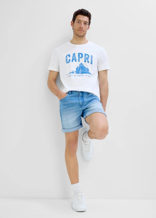 T-shirt z bawełny organicznej • biały z nadrukiem • sklep bonprix