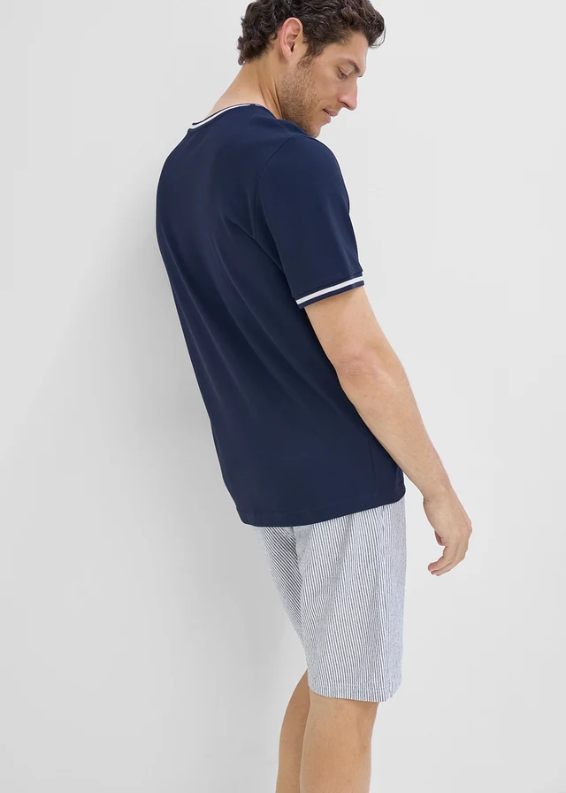 T-shirt 100% coton piqué • bleu foncé/blanc imprimé • product-page.page-title-suffix