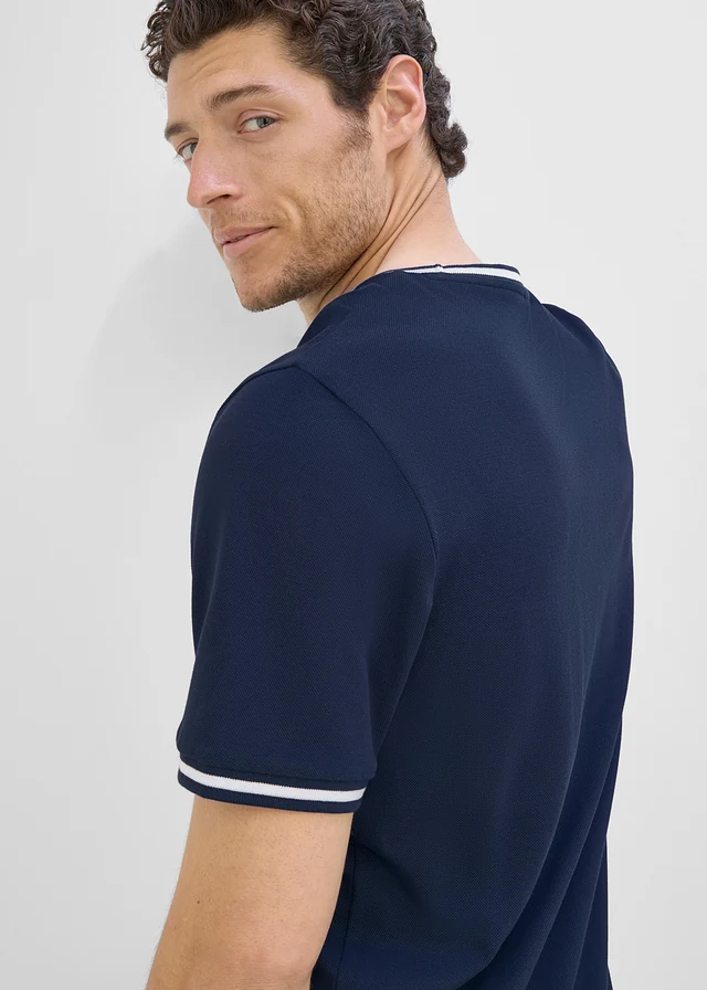 T-shirt 100% coton piqué • bleu foncé/blanc imprimé • product-page.page-title-suffix