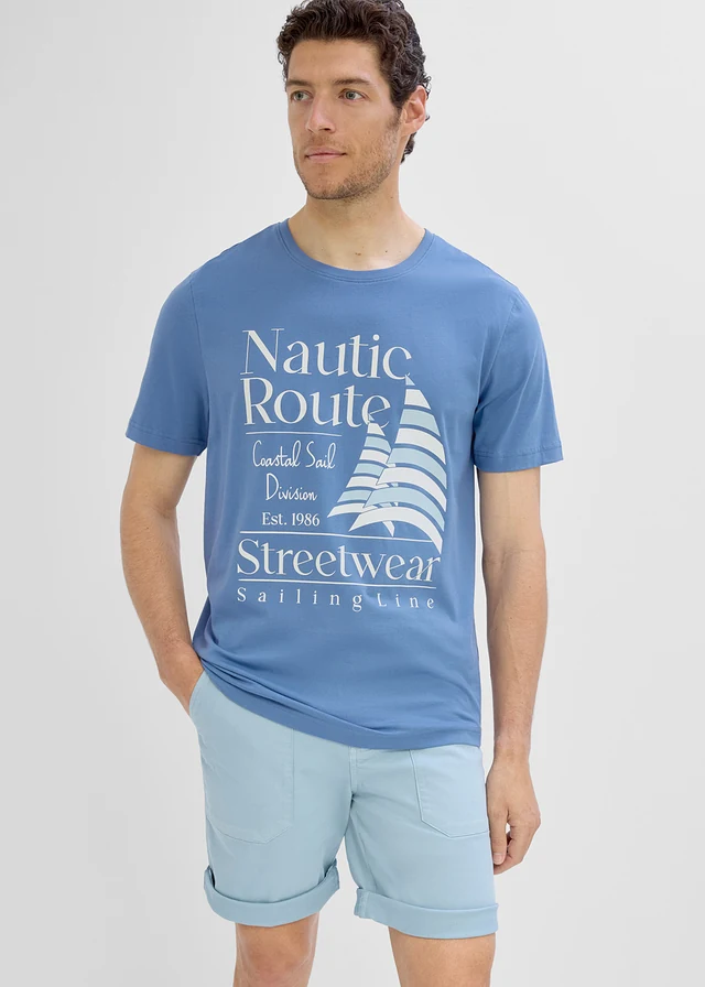 Tricou din bumbac organic 100% (set/2 buc.) • bleumarin+albastru jeans cu imprimeu • magazin bonprix