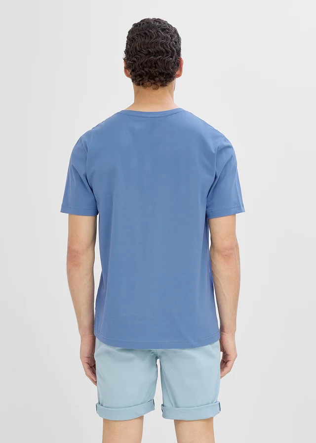 T-shirt z czystej bawełny organicznej (2 szt.), kolor: ciemnoniebieski+niebieski jeans z nadrukiem