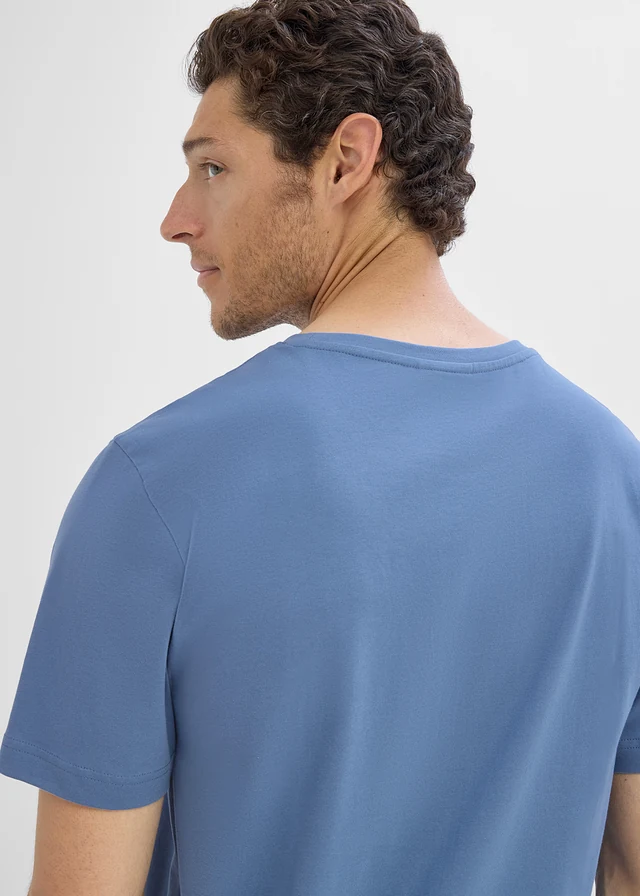 T-shirt van 100% biologisch katoen (set van 2) • donkerblauw+jeansblauw met print • product-page.page-title-suffix