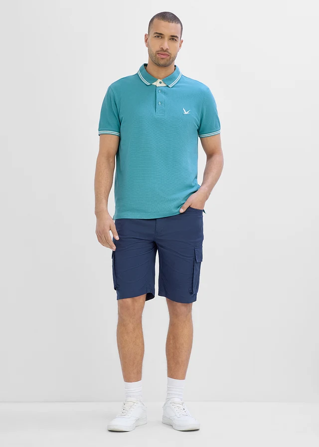 Piqué poloshirt van katoen, Kleur: mat kobaltturkoois