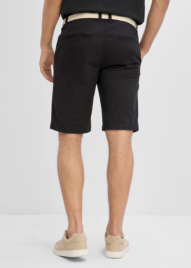 Bermude cu stretch cu curea, Regular Fit • negru • magazin bonprix