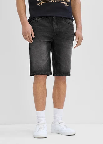 Strečové džínové bermudy se zesíleným rozkrokem, Regular Fit • černý denim • bonprix obchod