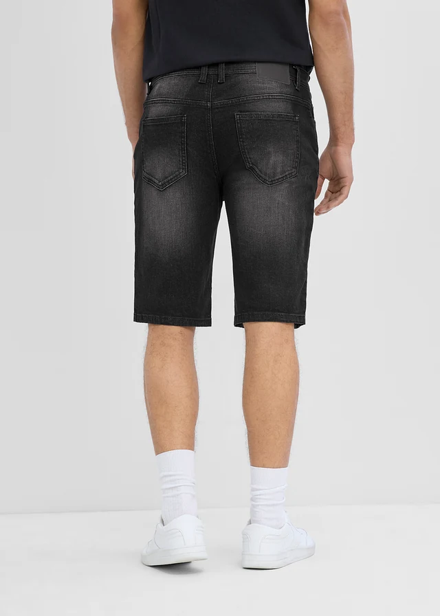 Strečové džínové bermudy se zesíleným rozkrokem, Regular Fit, barva: černý denim