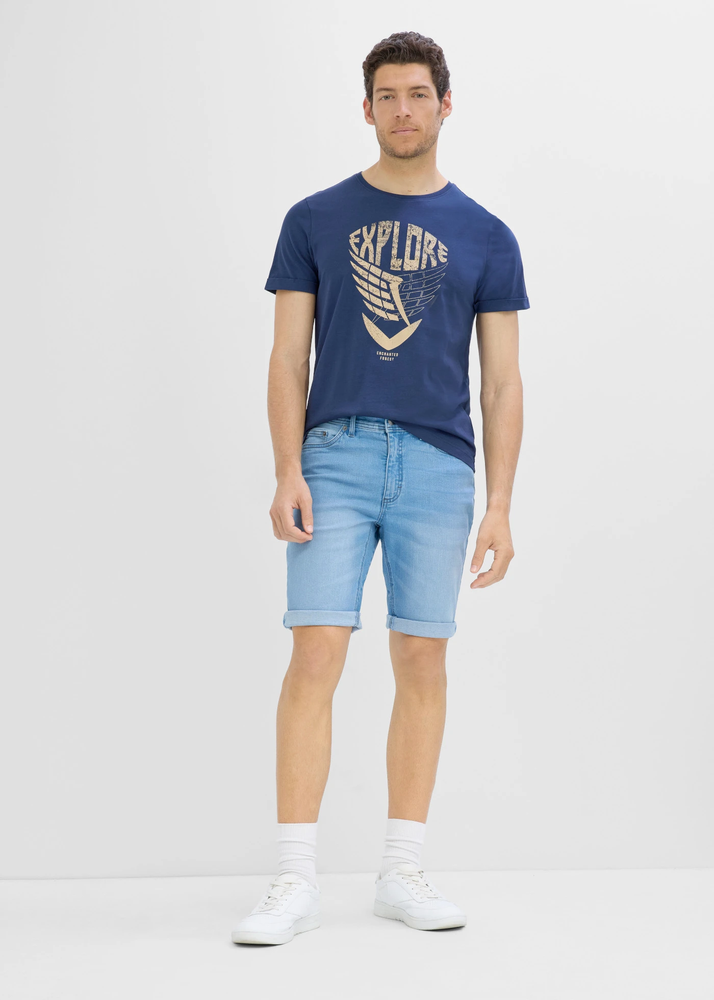 Stretch-jeansbermuda (set van 2) met verstevigd kruis, regular fit • blauw denim+lichtblauw denim • product-page.page-title-suffix