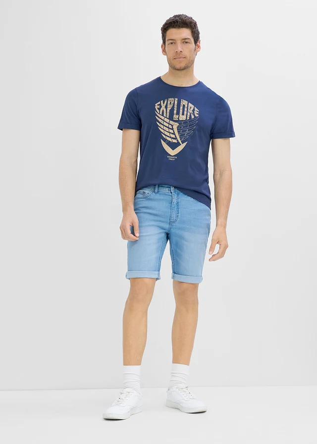 Sztreccs farmer bermuda (2 darabos csomag), lépésben megerősített, Regular Fit • kék denim+világoskék denim • bonprix áruház