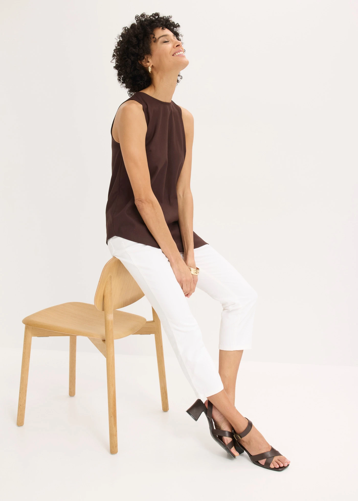 Pantalon 7/8 à taille élastiquée • blanc • Boutique bonprix