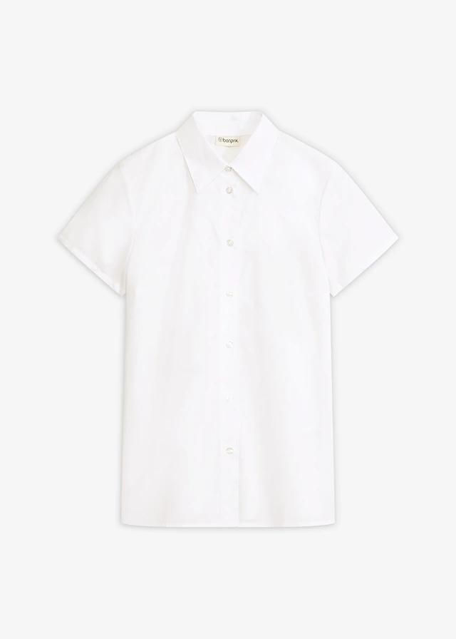 Popeline blouse met korte mouwen • wit • bonprix online shop