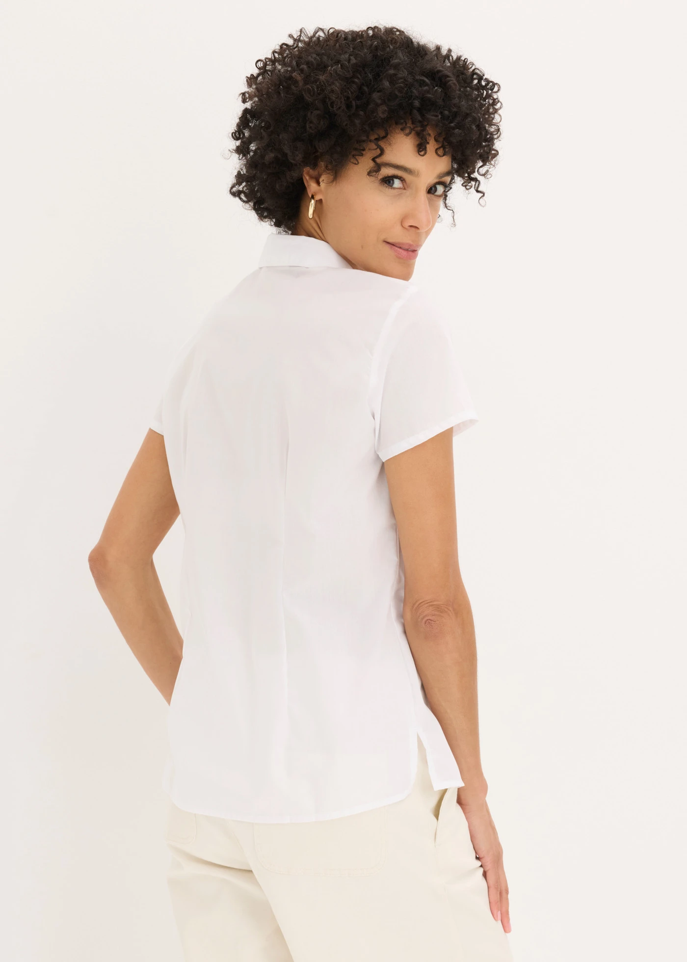 Popeline blouse met korte mouwen • wit • bonprix online shop