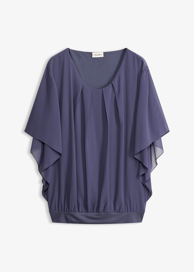 Chiffon blouse met ondershirt, Kleur: indigo