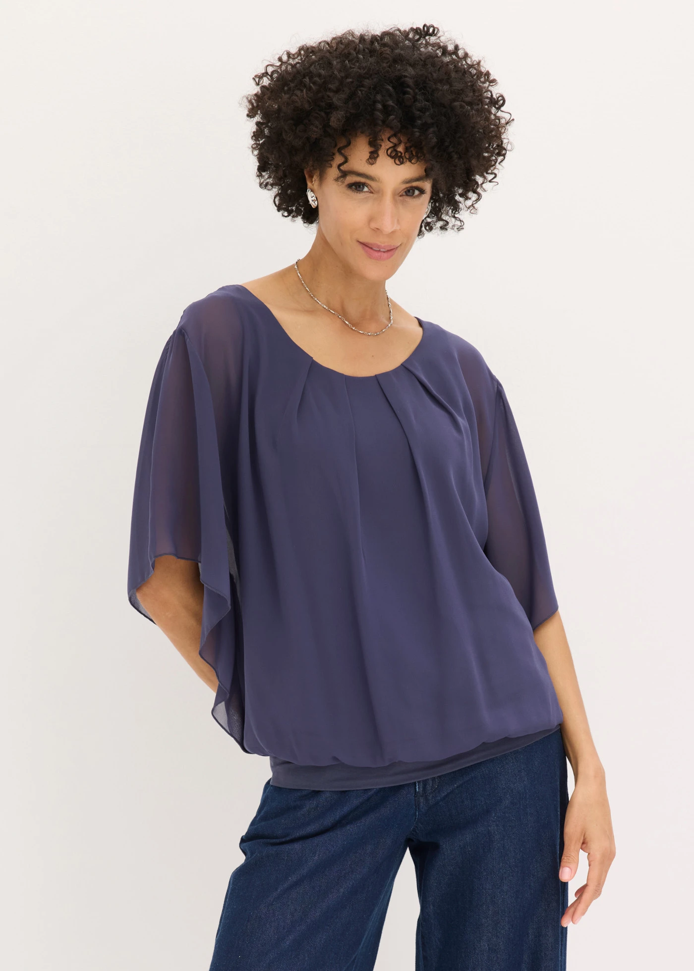 Chiffon blouse met ondershirt • indigo • bonprix online shop