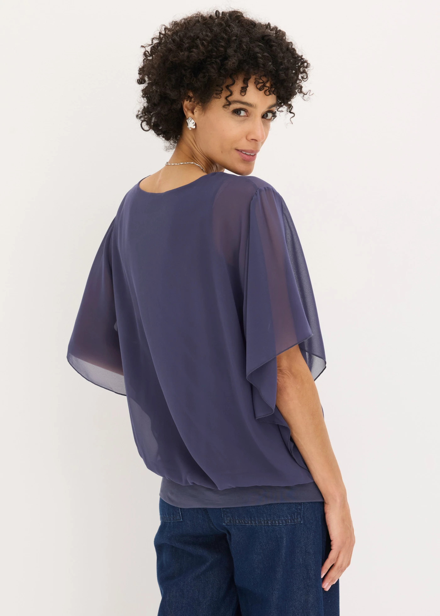 Chiffon blouse met ondershirt • indigo • bonprix online shop