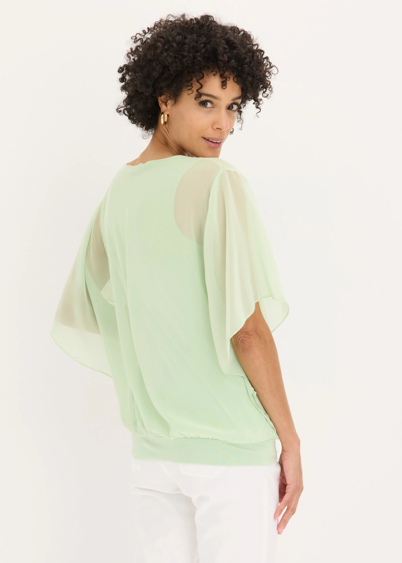 Chiffon blouse met ondershirt • soft salie • bonprix online shop
