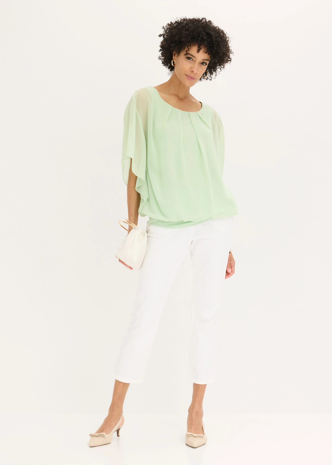 Chiffon blouse met ondershirt • soft salie • bonprix online shop