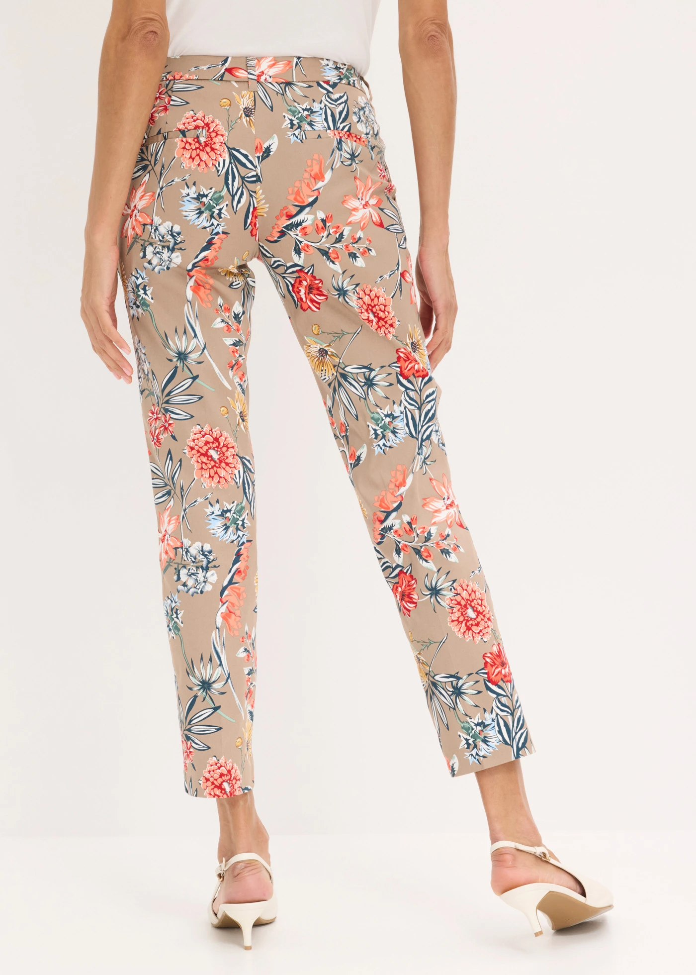 7/8 stretch broek • taupe gebloemd • bonprix online shop