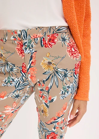 7/8 stretch broek • taupe gebloemd • bonprix online shop