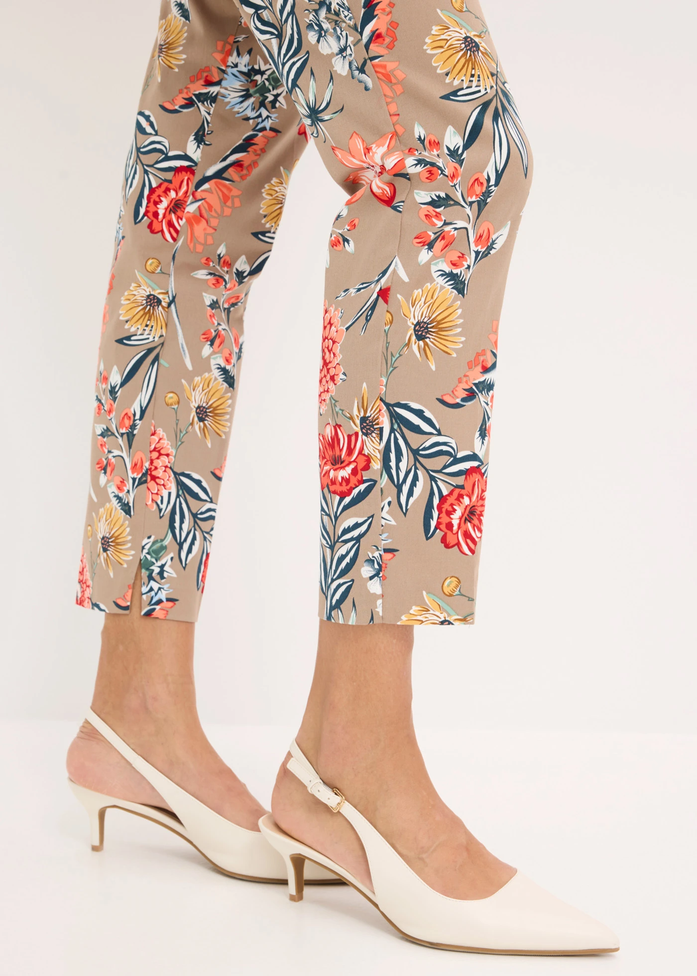 7/8 stretch broek • taupe gebloemd • bonprix online shop