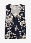 bleu foncé/beige galet floral