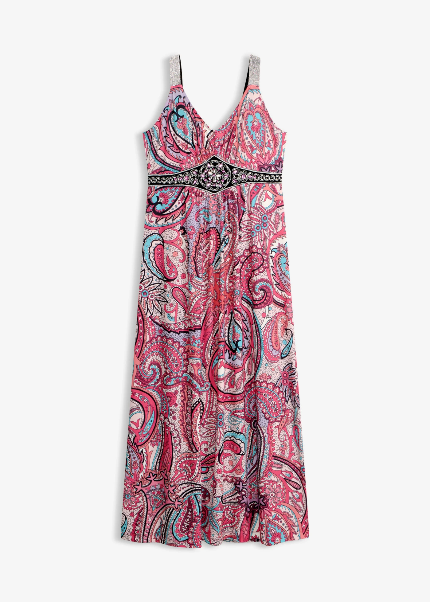Maxi jurk met applicaties • pink-turkoois paisley • bonprix online shop