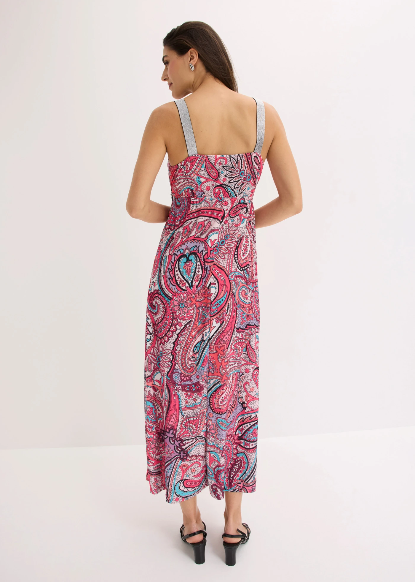 Maxi jurk met applicaties • pink-turkoois paisley • bonprix online shop