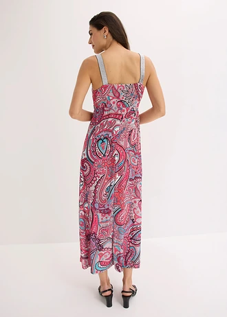 Maxi jurk met applicaties, Kleur: pink-turkoois paisley