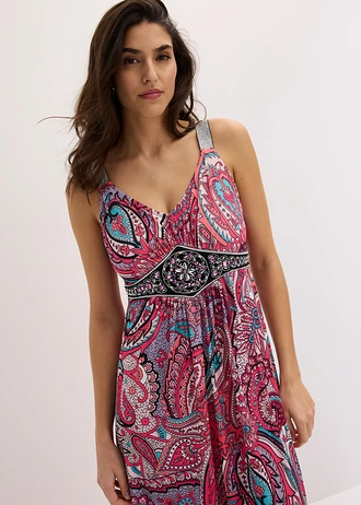 Maxi jurk met applicaties • pink-turkoois paisley • bonprix online shop