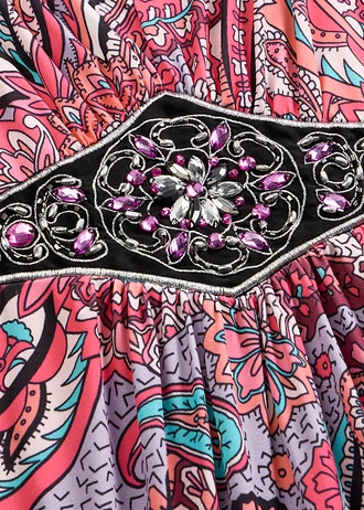 Maxi jurk met applicaties • pink-turkoois paisley • bonprix online shop