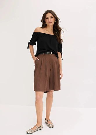 Carmen-shirt met knoopdetail • zwart • bonprix online shop